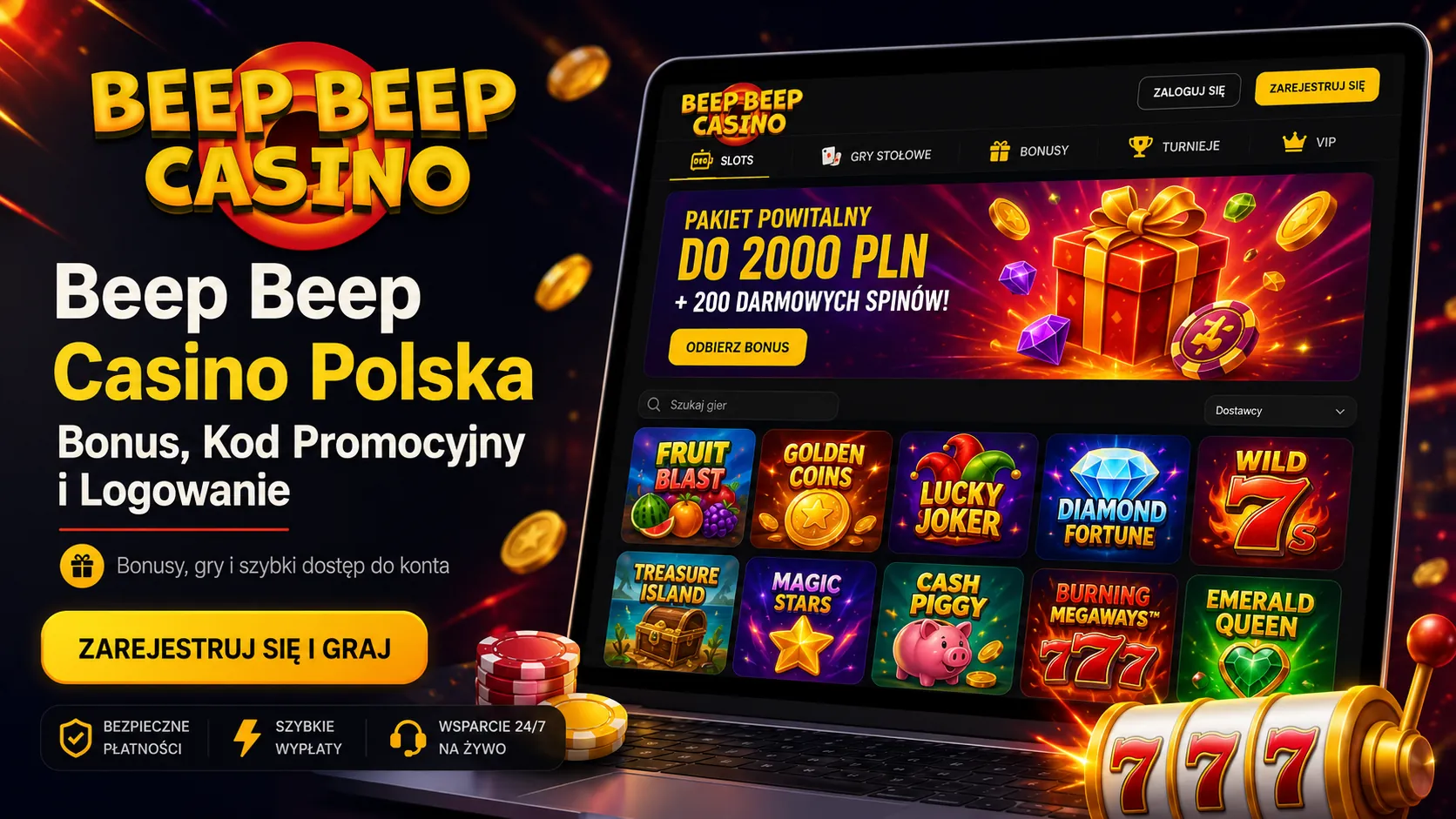 Beep Beep Casino Polska - Bonus, Kod Promocyjny i Logowanie